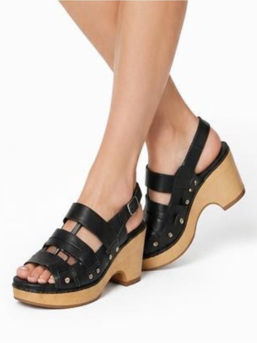 Timberland Womens Earthkeeper Strappy Sandels Sz 7 Black Leather Adj Strap Wedge